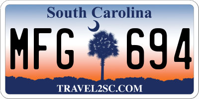 SC license plate MFG694