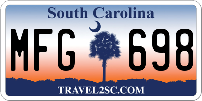 SC license plate MFG698