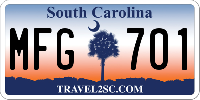 SC license plate MFG701