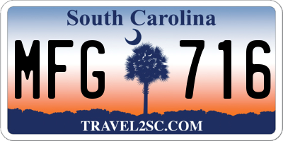 SC license plate MFG716
