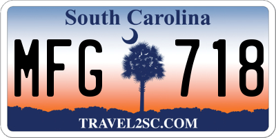 SC license plate MFG718