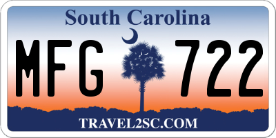 SC license plate MFG722