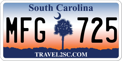 SC license plate MFG725
