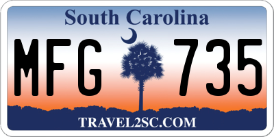SC license plate MFG735