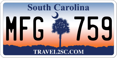 SC license plate MFG759