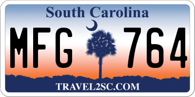 SC license plate MFG764