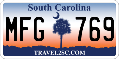 SC license plate MFG769