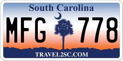 SC license plate MFG778