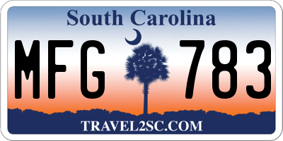 SC license plate MFG783
