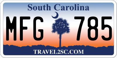 SC license plate MFG785