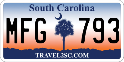 SC license plate MFG793
