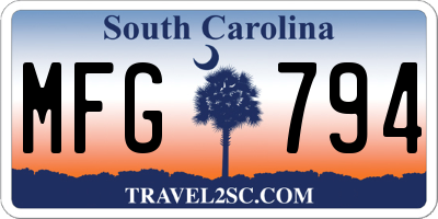 SC license plate MFG794