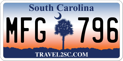 SC license plate MFG796