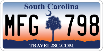 SC license plate MFG798