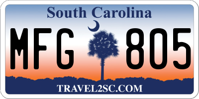 SC license plate MFG805