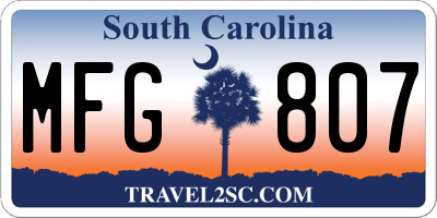 SC license plate MFG807