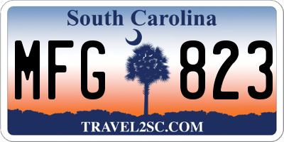 SC license plate MFG823