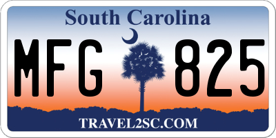 SC license plate MFG825