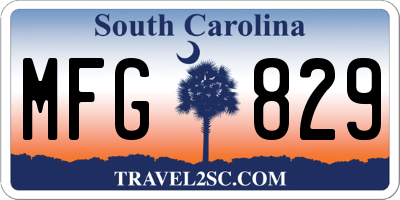 SC license plate MFG829