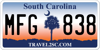 SC license plate MFG838