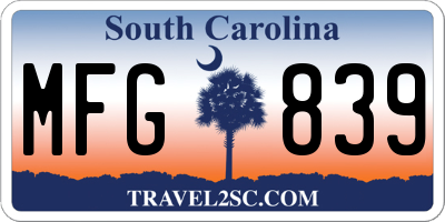 SC license plate MFG839