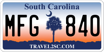 SC license plate MFG840