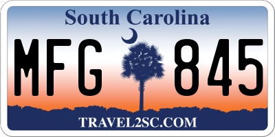 SC license plate MFG845