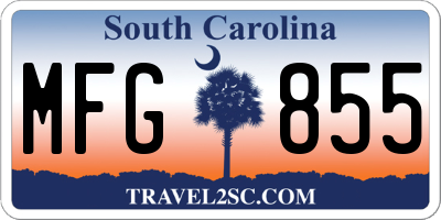 SC license plate MFG855