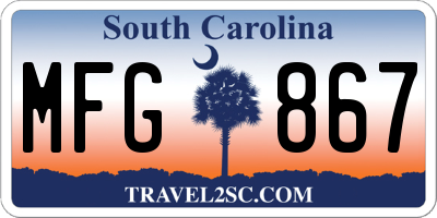 SC license plate MFG867