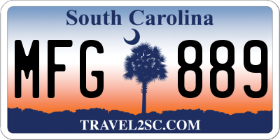 SC license plate MFG889