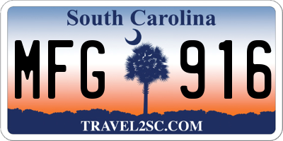 SC license plate MFG916