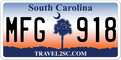 SC license plate MFG918