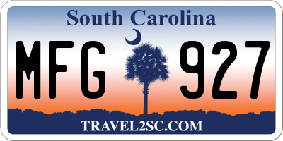 SC license plate MFG927
