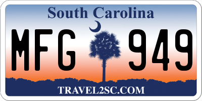 SC license plate MFG949