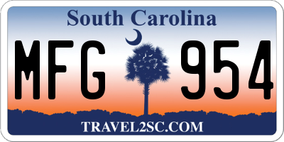 SC license plate MFG954