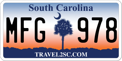 SC license plate MFG978