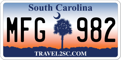 SC license plate MFG982