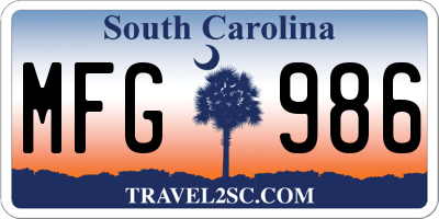 SC license plate MFG986