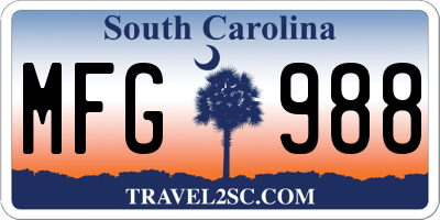 SC license plate MFG988