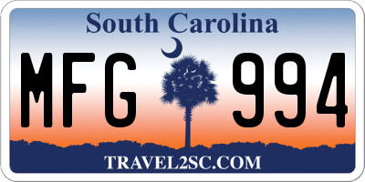 SC license plate MFG994