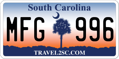 SC license plate MFG996