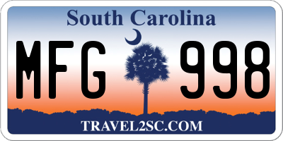 SC license plate MFG998