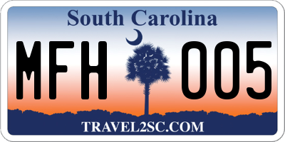 SC license plate MFH005