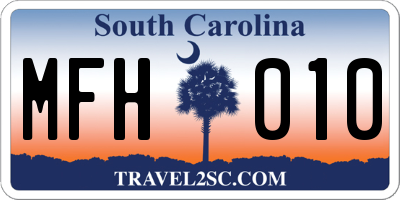 SC license plate MFH010