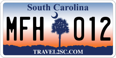 SC license plate MFH012
