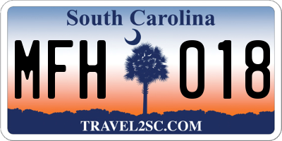 SC license plate MFH018