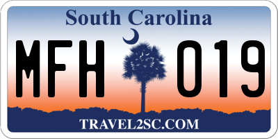 SC license plate MFH019