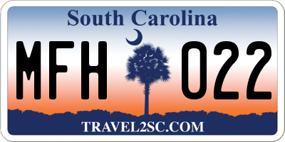 SC license plate MFH022