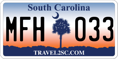 SC license plate MFH033
