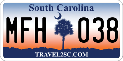 SC license plate MFH038